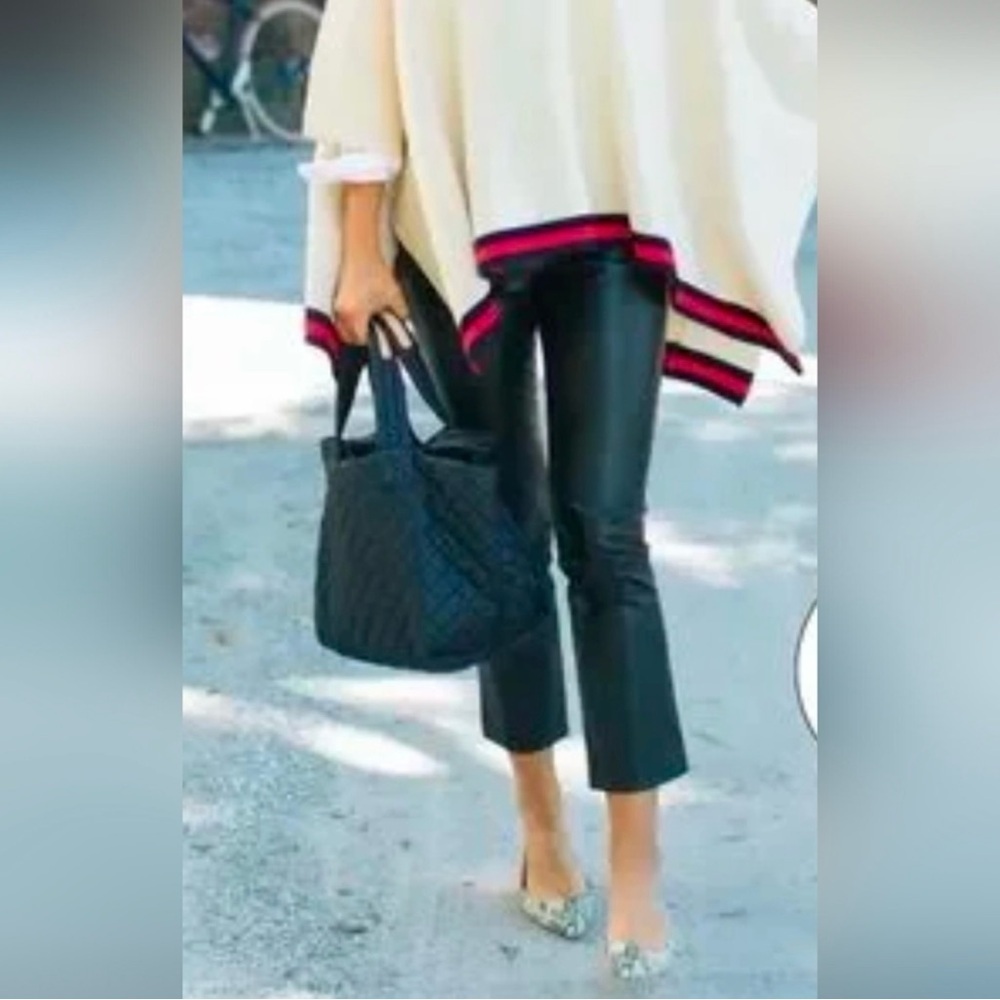 Tuckernuck Ashford Faux Leather Black Pants Pull On Crop Kick Flare Straight M